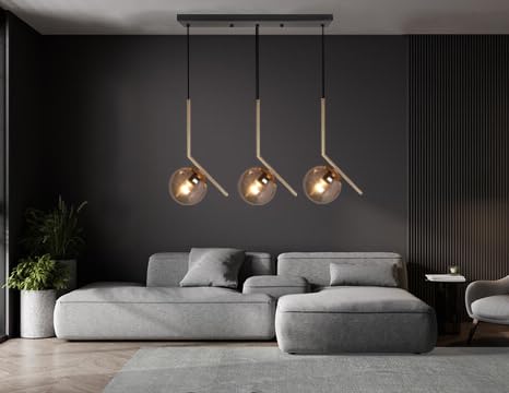 kinis Black Doom Inclined at 145 Degree Linear Thaali Pendant Light/Cluster Hanging Light/Ceiling Light/Three Pendant Lamp to Décor Home/Living Room/Bedroom/Office/Dining (Without Bulb) - Image 2
