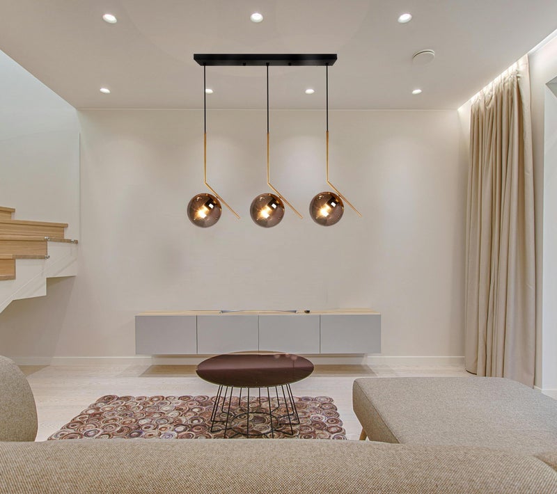 kinis Black Doom Inclined at 145 Degree Linear Thaali Pendant Light/Cluster Hanging Light/Ceiling Light/Three Pendant Lamp to Décor Home/Living Room/Bedroom/Office/Dining (Without Bulb) - Image 3