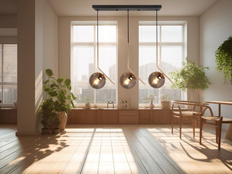 kinis Black Doom Inclined at 145 Degree Linear Thaali Pendant Light/Cluster Hanging Light/Ceiling Light/Three Pendant Lamp to Décor Home/Living Room/Bedroom/Office/Dining (Without Bulb) - Image 4
