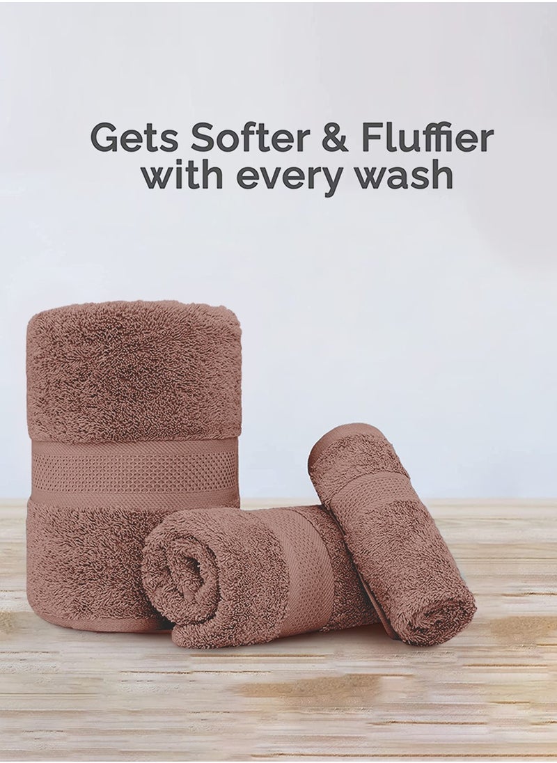 MileMelo - 3 Piece Premium Cotton Towel Set 1 Face Washcloth, 1 Hand Towel, 1 Bath Towel, Quick Dry, Breathable & Highly Absorbent Towels, Ultra Soft Towels Ideal for Daily Use Light Brown - Image 1