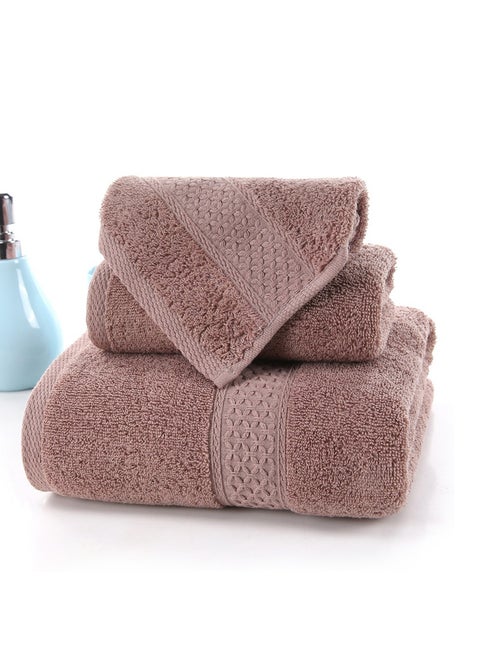 3 Piece Premium Cotton Towel Set 1 Face Washcloth, 1 Hand Towel, 1 Bath Towel, Quick Dry, Breathable & Highly Absorbent Towels, Ultra Soft Towels Ideal for Daily Use Light Brown