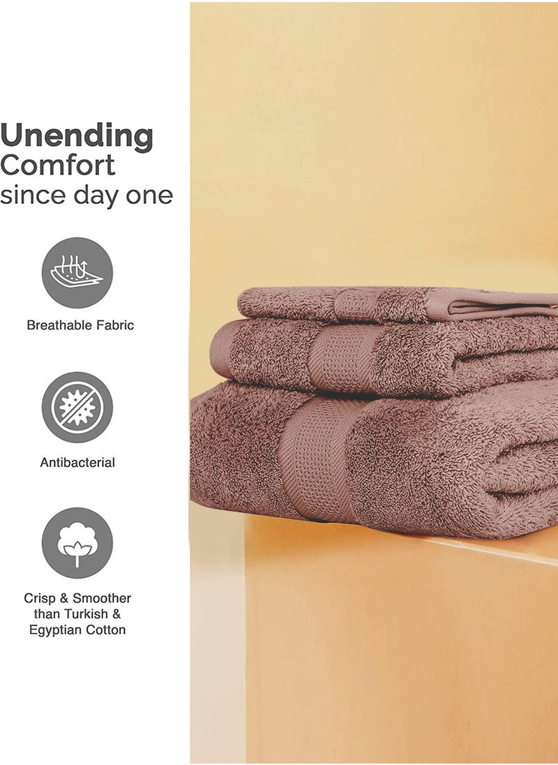 MileMelo - 3 Piece Premium Cotton Towel Set 1 Face Washcloth, 1 Hand Towel, 1 Bath Towel, Quick Dry, Breathable & Highly Absorbent Towels, Ultra Soft Towels Ideal for Daily Use Light Brown - Image 1