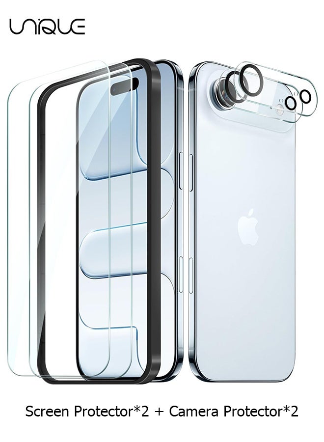 يونيك واقي شاشة 6 في 1 لهاتف iPhone 17 Air مع واقي عدسة الكاميرا، تغطية كاملة، صلابة 9H، خالٍ من الفقاعات - Image 1