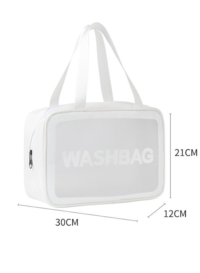 Translucent Waterproof Makeup Cosmetic Bag Travel Organizer for Accessories, Portable PVC Wash Bag Travel Business Vacation Bathroom Organizer（White-L) - Image 2