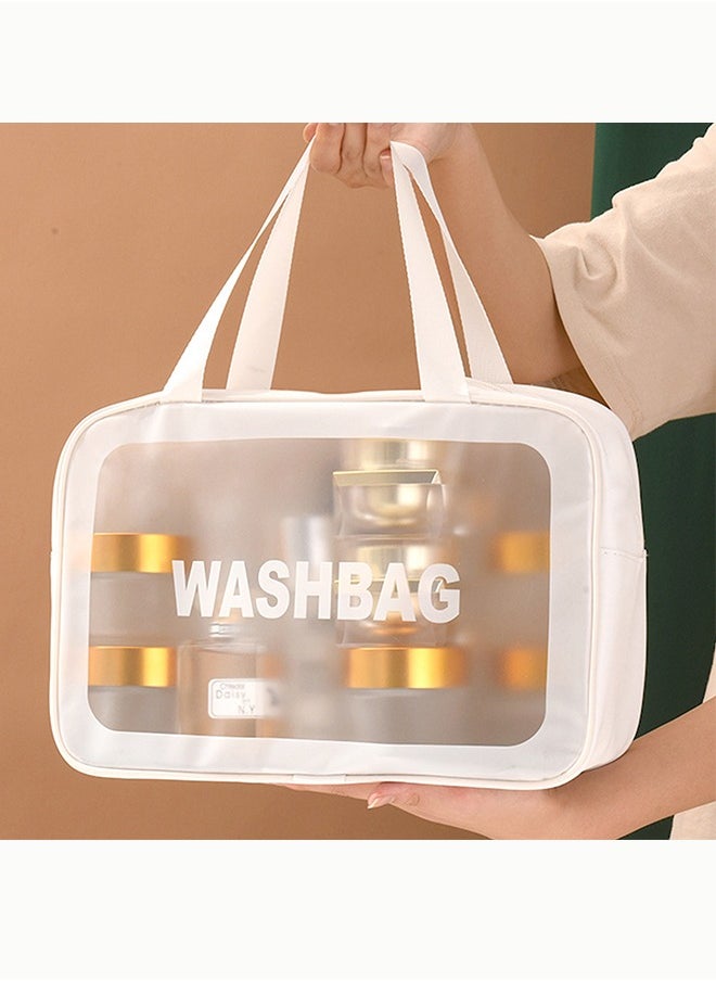 Translucent Waterproof Makeup Cosmetic Bag Travel Organizer for Accessories, Portable PVC Wash Bag Travel Business Vacation Bathroom Organizer（White-L) - pzsku/Z5D3BB6136E2983DAB7FDZ/45/_/1734075629/2b1348ad-f4cc-4d58-8601-d33f9dbb5c0e