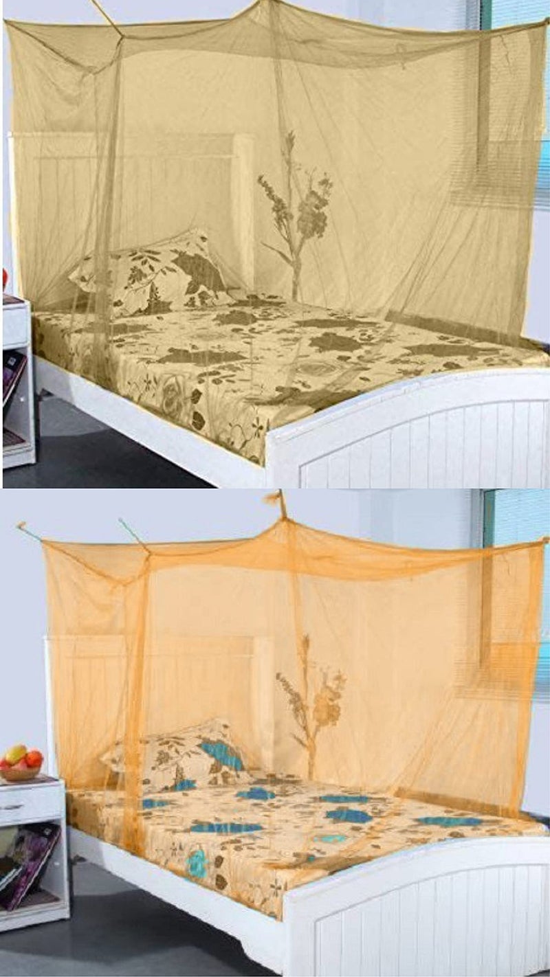 Neekshaa Combo Pack Mosquito Net for Single Bed Nylon Mosquito Net for Baby | Bedroom | Family_Size-6x3 FT_Color-Yellow,Orange - Image 1