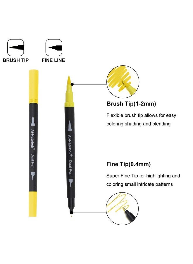 ai-natebok Dual Brush Marker Pens, Coloring Pens, 36 Colors 0.4 Fine Tip Markers & Brush Pen For Adult Coloring Books Bullet Journal Note Taking Writing Planning Art Project - Image 4