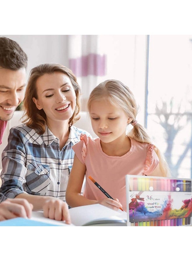 ai-natebok Dual Brush Marker Pens, Coloring Pens, 36 Colors 0.4 Fine Tip Markers & Brush Pen For Adult Coloring Books Bullet Journal Note Taking Writing Planning Art Project - Image 5