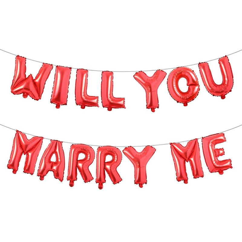 RUIANSI Multicolor 16 inch Will You Marry me Balloons Marry Me Balloons Marriage Proposal Ideas Wedding Proposal Decorations Decor Party suppliers Banner Will You Marry ME Red - Image 2