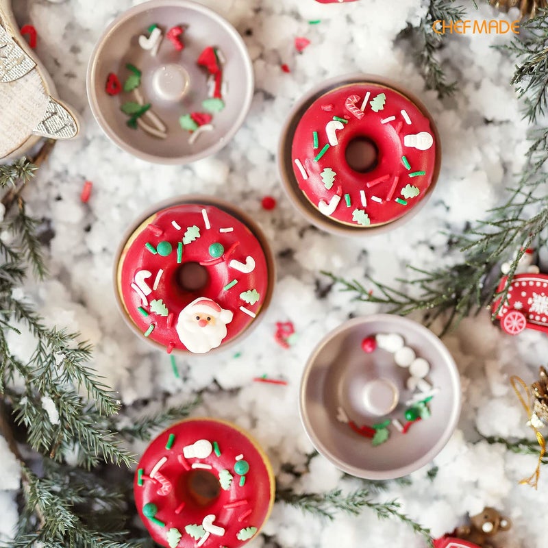 CHEFMADE Donut Mold Cake Pan, 12-Cavity Non-Stick Ring Doughnut Bakeware for Oven Baking (Champagne Gold) - Image 4