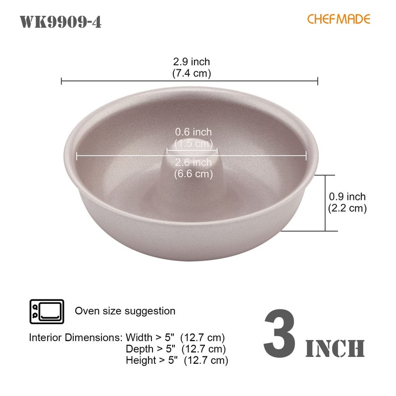 CHEFMADE Donut Mold Cake Pan, 12-Cavity Non-Stick Ring Doughnut Bakeware for Oven Baking (Champagne Gold) - Image 2