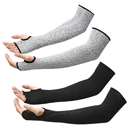 Geyoga Arm Protection Sleeves Level 5 Cut 2 Pairs Heat Resistant Sleeves Protectors for Thin Skin Bruising Men Women(Gray, Black,X-Large) - Image 1