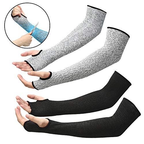 Geyoga Arm Protection Sleeves Level 5 Cut 2 Pairs Heat Resistant Sleeves Protectors for Thin Skin Bruising Men Women(Gray, Black,X-Large) - Image 2