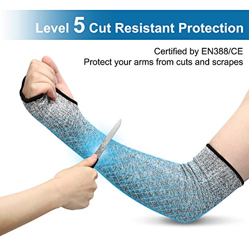 Geyoga Arm Protection Sleeves Level 5 Cut 2 Pairs Heat Resistant Sleeves Protectors for Thin Skin Bruising Men Women(Gray, Black,X-Large) - Image 3