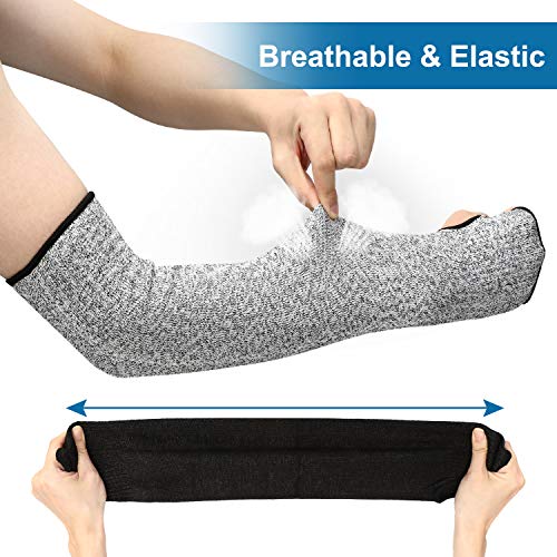 Geyoga Arm Protection Sleeves Level 5 Cut 2 Pairs Heat Resistant Sleeves Protectors for Thin Skin Bruising Men Women(Gray, Black,X-Large) - Image 5