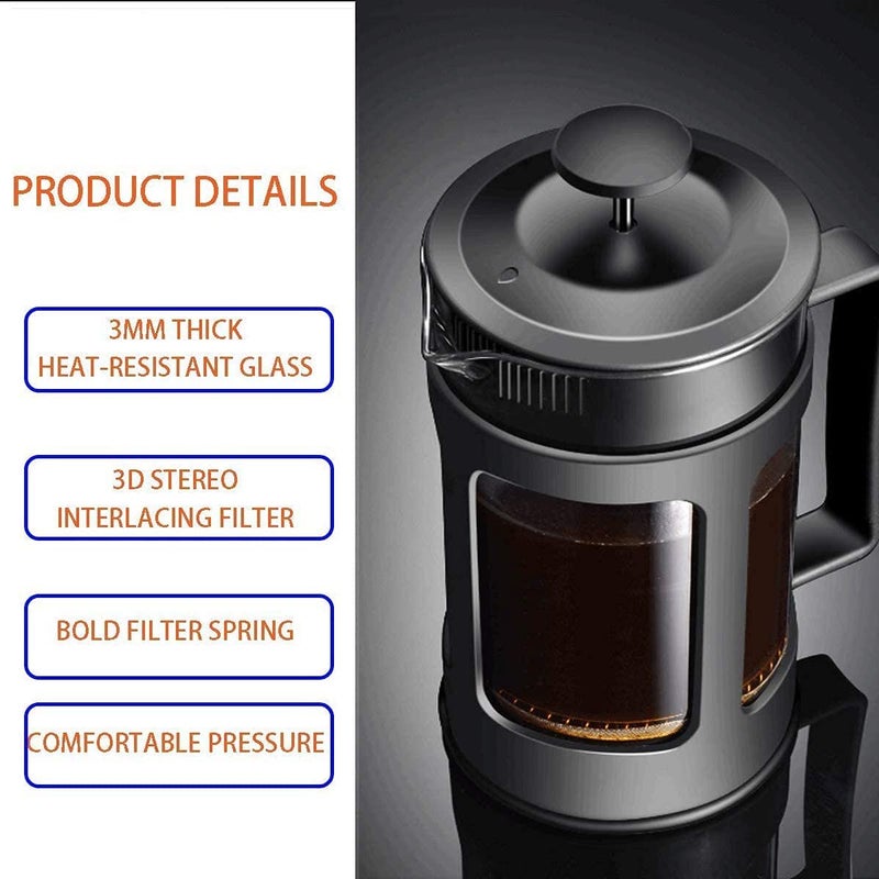 MIBRU French Press Coffee Pot with Borosilicate Glass Cup 300ml 1-2 Cup Fresh Press Black MIBRU COFF - Image 4