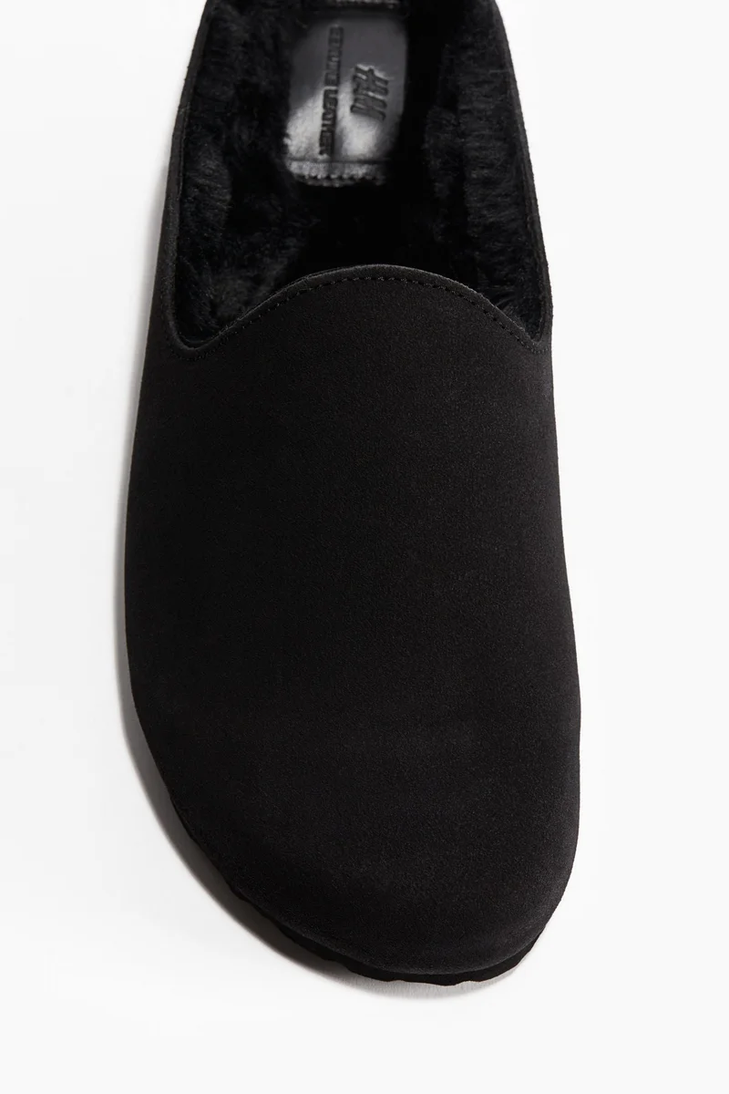 H&M Teddy-lined suede mules