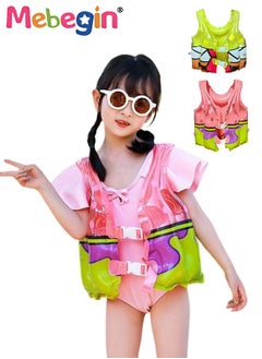 MEBEGIN 2Pcs Swim Vests Set for Kids, Floatation Vest with Adjustable Buckles and Cartoon Design, Buoyancy Swimming Aid Float Jackets for Learning Swiming, Perfect for Pool, Swim Lesson, Beach and Water Party  - Image 1