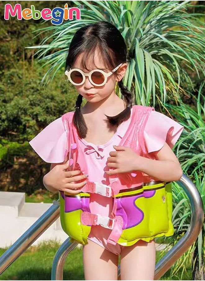 MEBEGIN - 2Pcs Swim Vests Set for Kids, Floatation Vest with Adjustable Buckles and Cartoon Design, Buoyancy Swimming Aid Float Jackets for Learning Swiming, Perfect for Pool, Swim Lesson, Beach and Water Party - Image 1