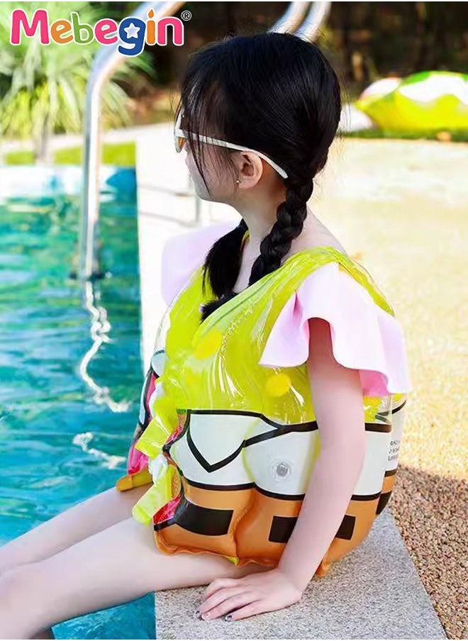 MEBEGIN - 2Pcs Swim Vests Set for Kids, Floatation Vest with Adjustable Buckles and Cartoon Design, Buoyancy Swimming Aid Float Jackets for Learning Swiming, Perfect for Pool, Swim Lesson, Beach and Water Party - Image 1