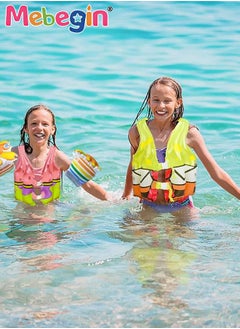 MEBEGIN 2Pcs Swim Vests Set for Kids, Floatation Vest with Adjustable Buckles and Cartoon Design, Buoyancy Swimming Aid Float Jackets for Learning Swiming, Perfect for Pool, Swim Lesson, Beach and Water Party  - Image 2
