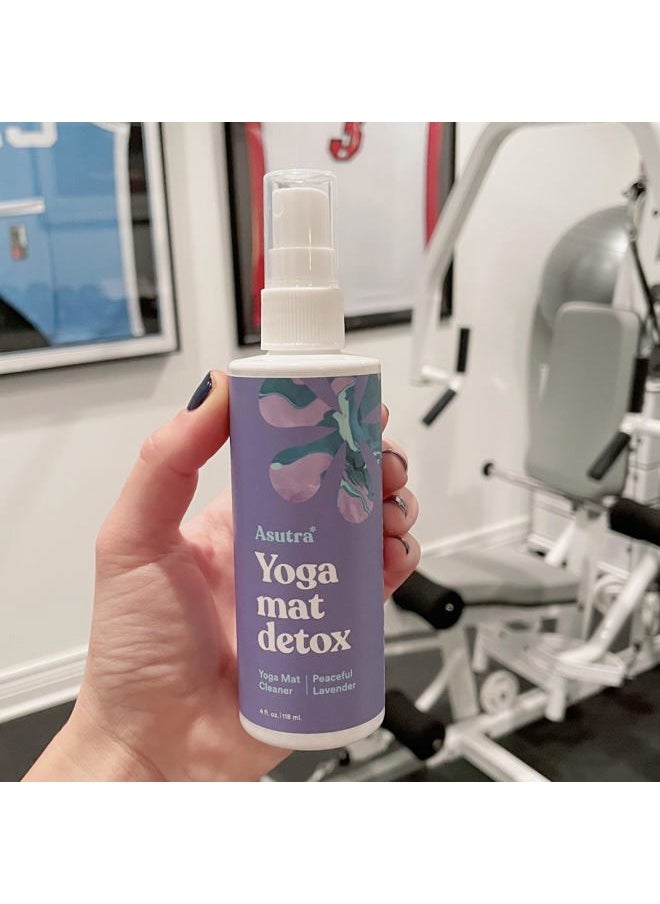 Asutra - Yoga Mat Cleaner Spray (Peaceful Lavender), 4 fl oz - No Slippery Residue, Organic Essential Oils, Deep-Cleansing for Fitness Gear & Gym Equipment, Microfiber Towel Included - Image 1