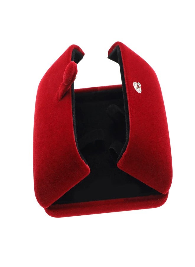 Create idea Velvet Bangle Case Double Open Bracelet Box Jewelry Gift Organiser Square Display Holder for Proposal Engagement Wedding Jewelry Gift 10x10x4cm Red - Image 1