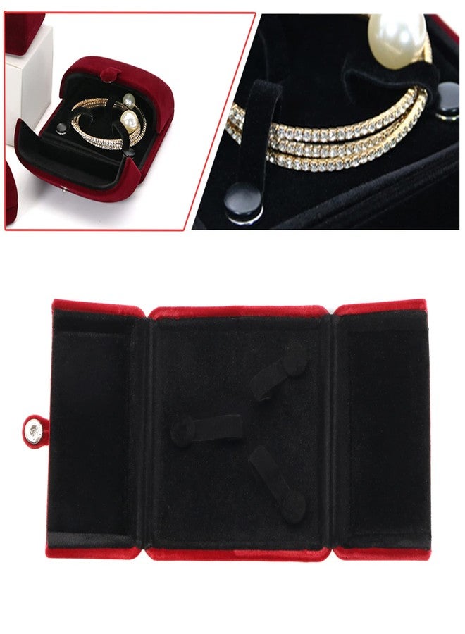 Create idea Velvet Bangle Case Double Open Bracelet Box Jewelry Gift Organiser Square Display Holder for Proposal Engagement Wedding Jewelry Gift 10x10x4cm Red - Image 3