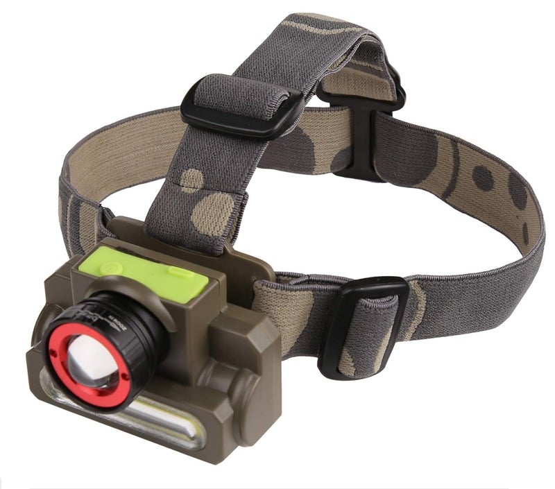 DOCOSS -2 in 1 Ultra Bright -Zoomable Waterproof Rechargeable Pvc Plastic Head Torch Weatherproof Led Flash Light Spotlight Rechargable for Camping Cycling Caving Hiking Hunting Trekking - Image 1