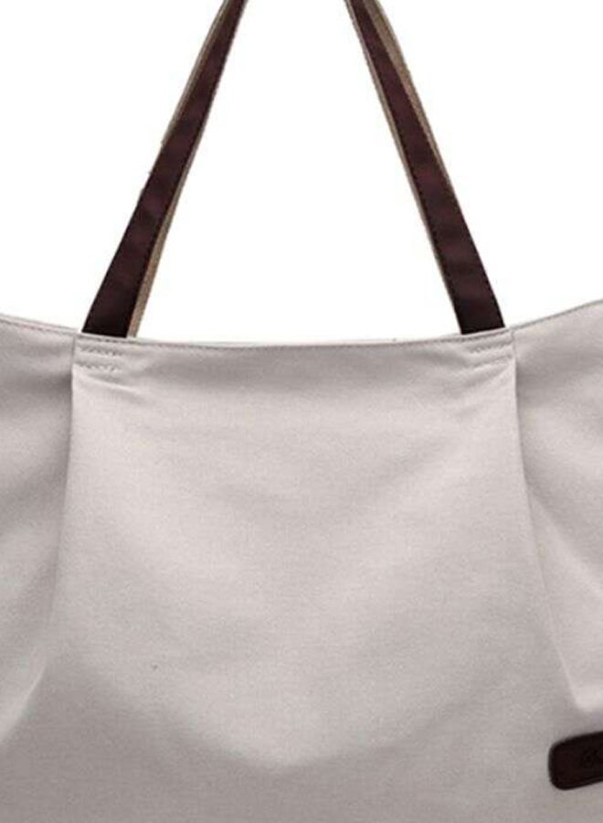 NIBEMINENT Stitched Detailed Shopper/Tote White - Image 3