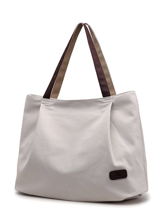 NIBEMINENT Stitched Detailed Shopper/Tote White - Image 2