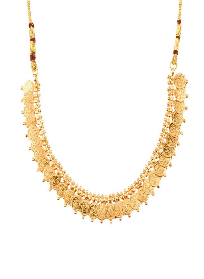 KENNICE Gold-Plated Laxmi Temple Coin Necklace With Earrings Jewellery Set For Women & Girls - Image 3