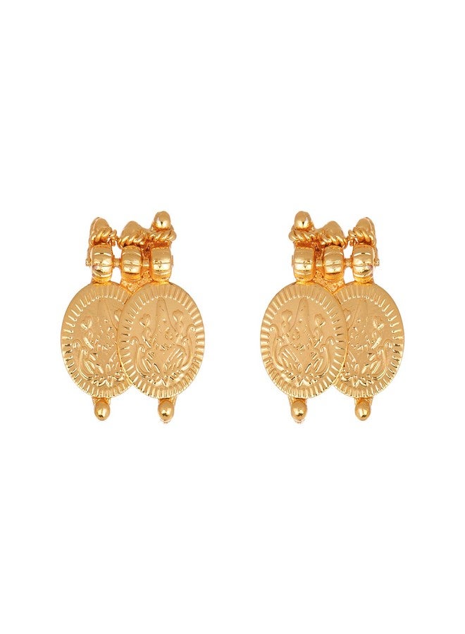 KENNICE Gold-Plated Laxmi Temple Coin Necklace With Earrings Jewellery Set For Women & Girls - Image 4