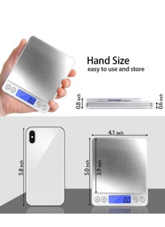 BEILINGDUN Accurate Electric Kitchen Scale,Mini Electronic Scale,Mini Digital Scale,Food Weighing Scale,Grams Scale Ounce Scale 3kg/0.1g Two Tray(Silver) 12.7 x 10.4 x 1.1cm  - Image 3