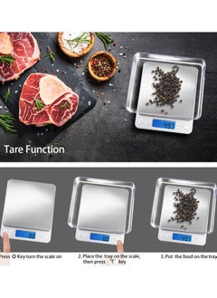 BEILINGDUN Accurate Electric Kitchen Scale,Mini Electronic Scale,Mini Digital Scale,Food Weighing Scale,Grams Scale Ounce Scale 3kg/0.1g Two Tray(Silver) 12.7 x 10.4 x 1.1cm  - Image 5