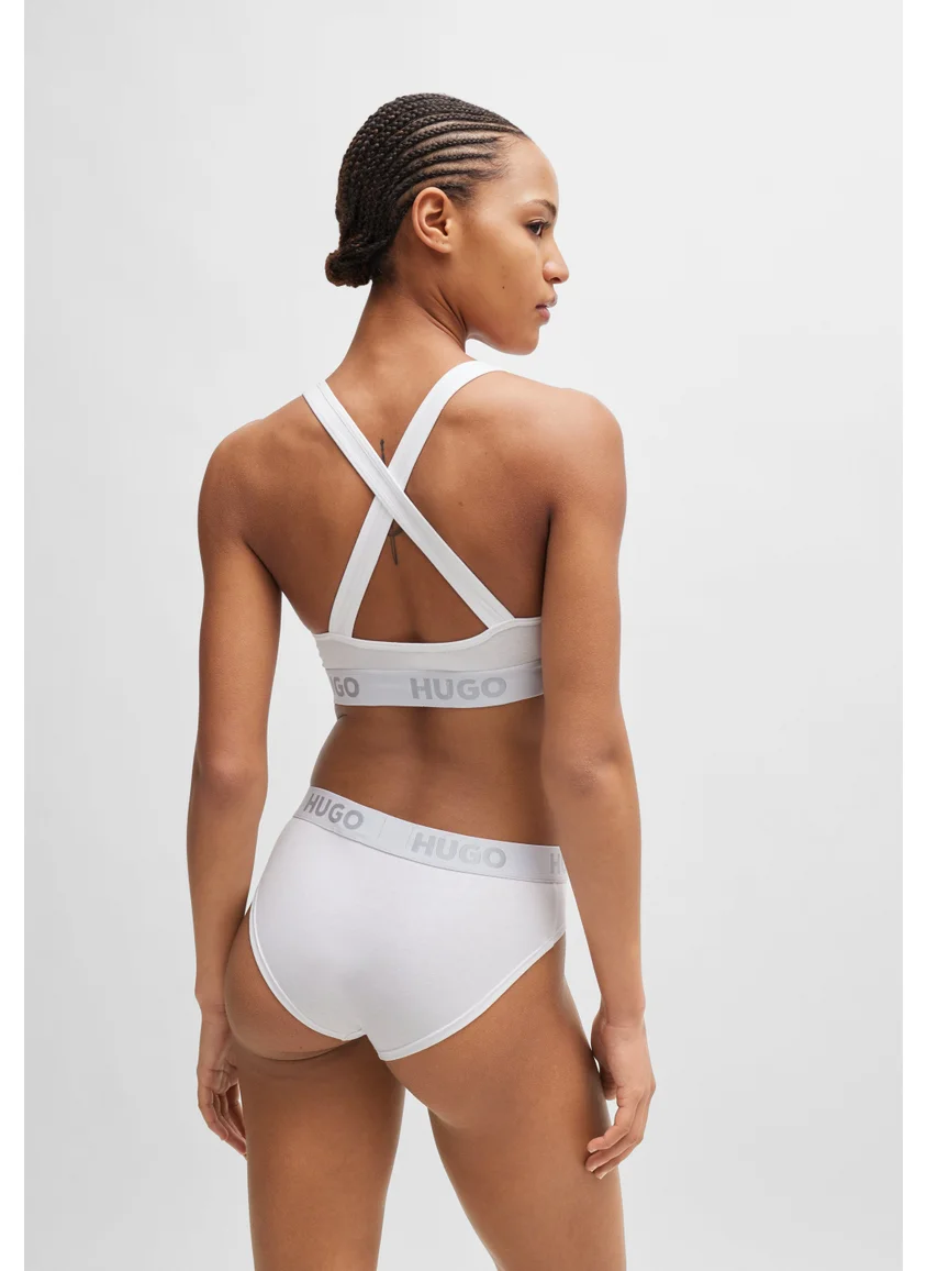 HUGO Cross-back bralette in stretch cotton with logo band