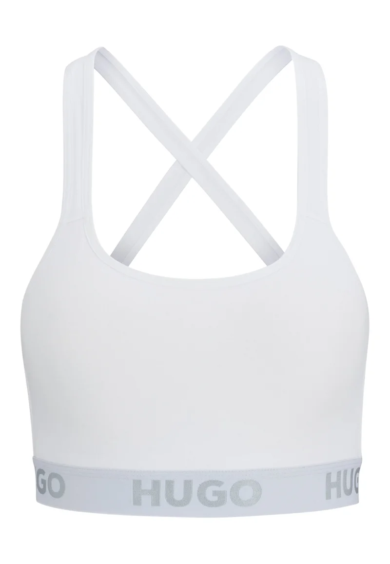 HUGO Cross-back bralette in stretch cotton with logo band