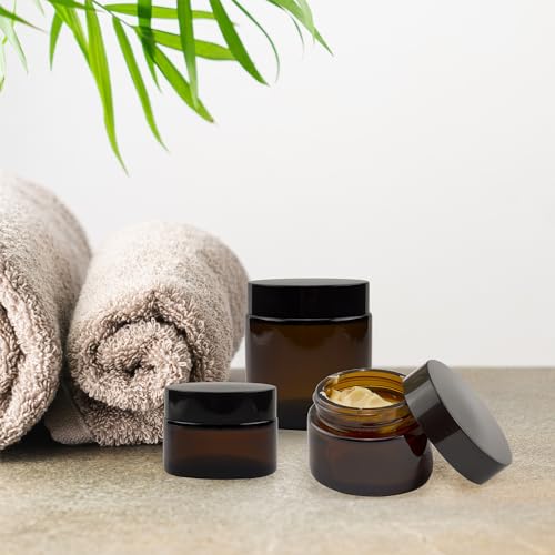 Cornucopia Brands 1, 2 & 4-Ounce Amber Glass Straight Sided Jars (Combo Pack, 4 Each / 12 Total); Great Containers for Cosmetics, Lotions, Body Scrubs & Balms - Image 2