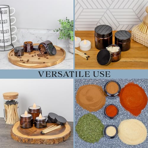 Cornucopia Brands 1, 2 & 4-Ounce Amber Glass Straight Sided Jars (Combo Pack, 4 Each / 12 Total); Great Containers for Cosmetics, Lotions, Body Scrubs & Balms - Image 3