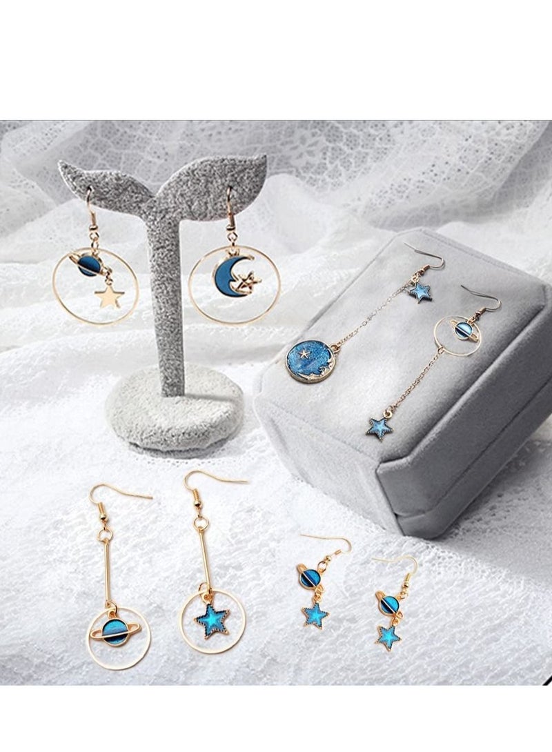 سيوسي 8 أزواج من مزيج متعدد الأزرار أقراط مجموعة مجوهرات المينا القمر نجمة قلادة نمط البوهيمي الرجعية أقراط سبيكة أقراط مجموعة سيدة أم فتاة هدية صديق - Image 4