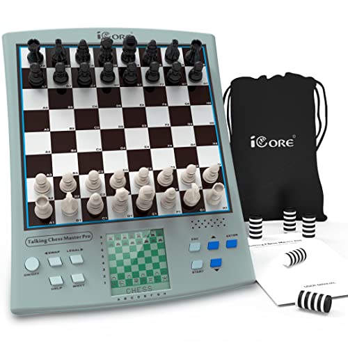 iCore Electronic Chess Set, Talking Chess Master Pro, 30 Skill Levels and 14 Brain Games, 1 or 2-Player Modes for All Ages - Image 1