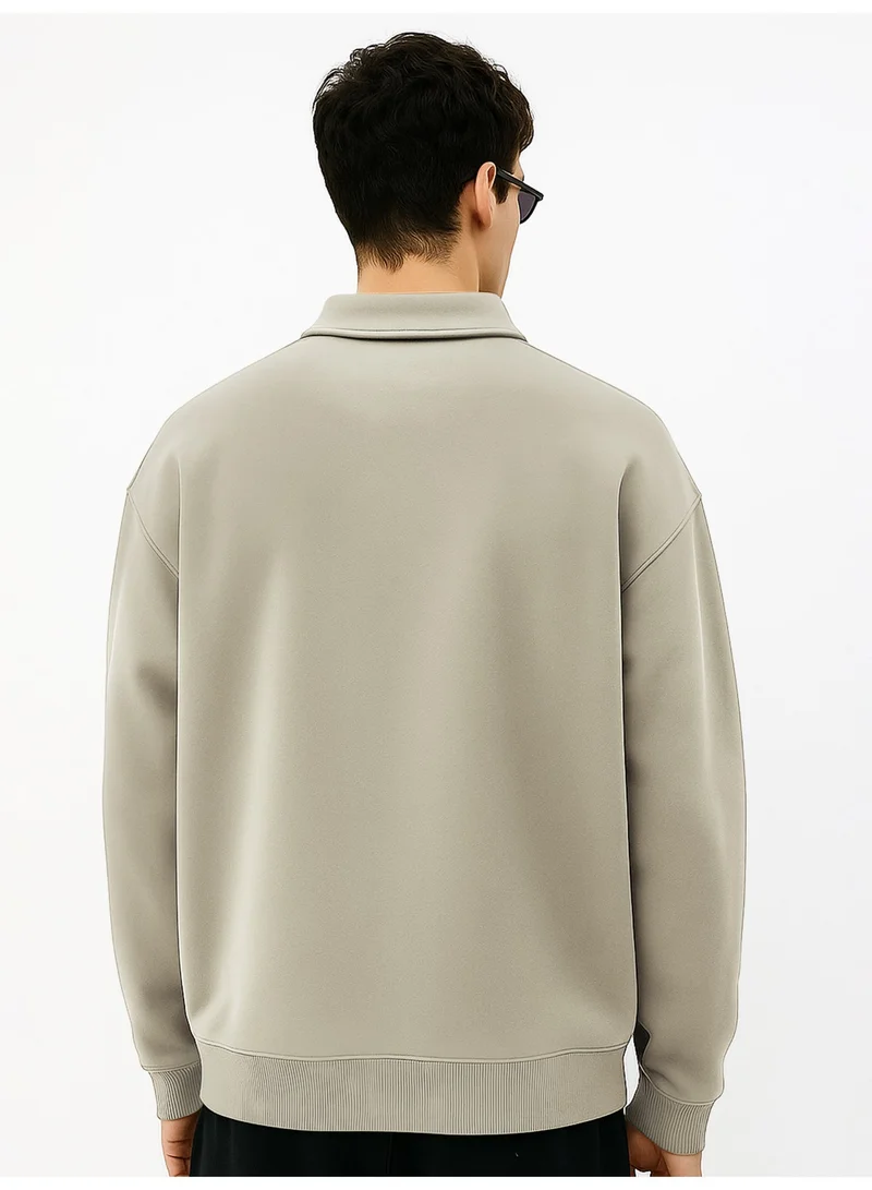 Maniac  Maniac Mens Plain Polo Neck Full Sleeve Biscuit Cotton Fleece Sweatshirt for Men | Best Price UAE