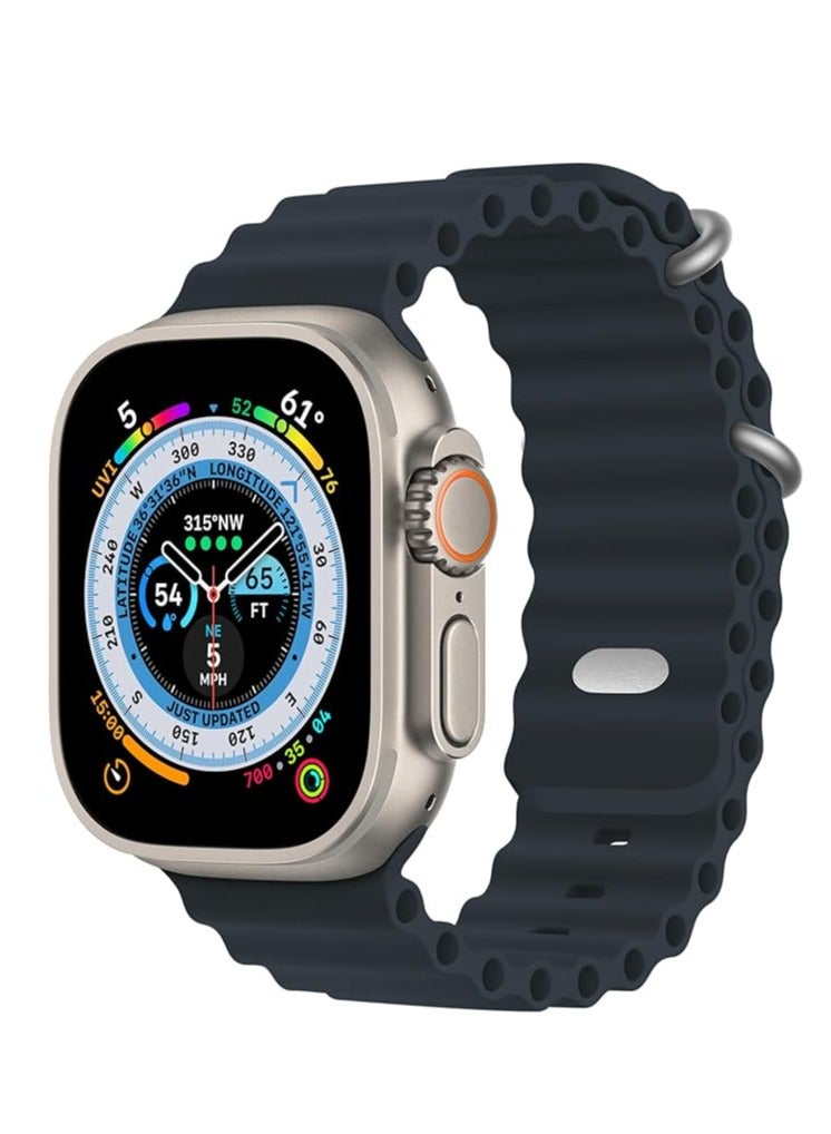 Sport New Silicone Band Compatible with Apple Watch Ultra Ocean 42/44/45/49mm Strap for iWatch Series Ultra 8 7 6 5 SE-Blue - Image 1