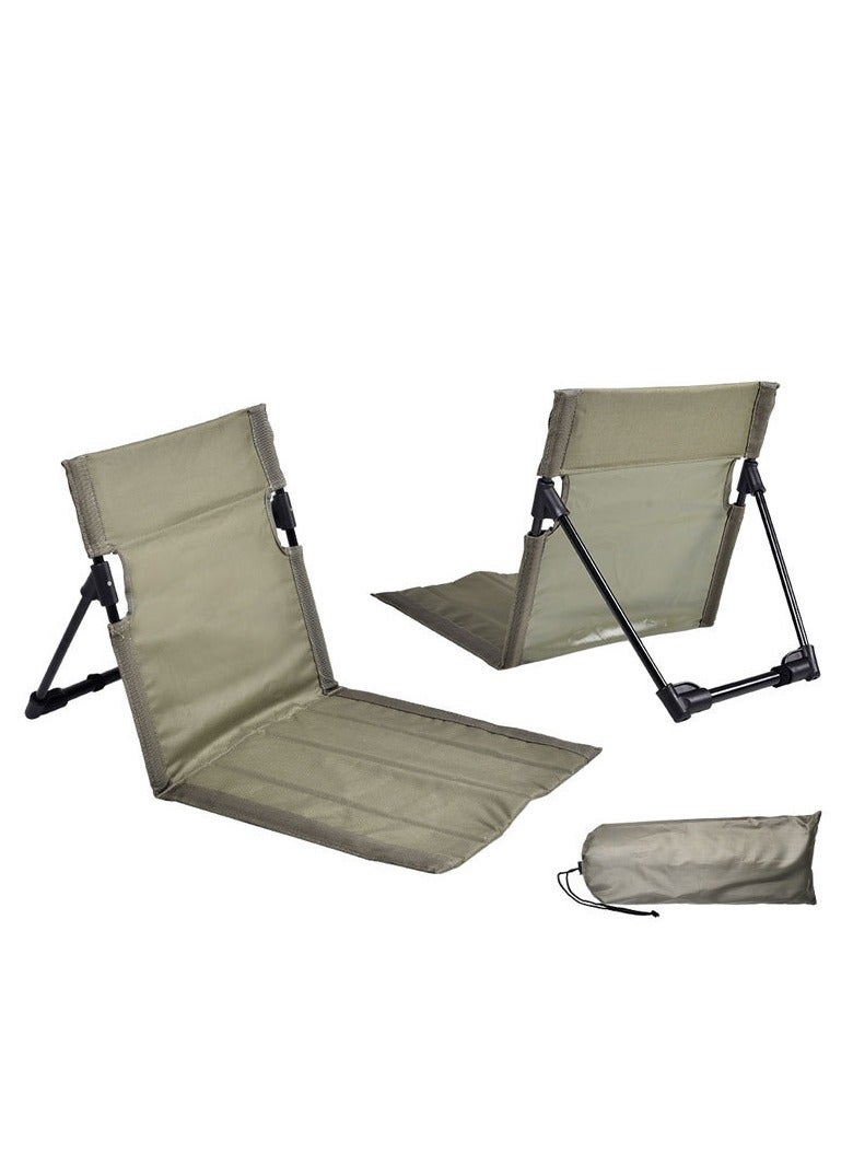 Outdoor folding beach garden deck chair portable folding chair floor mat lawn chair army green + aluminum - Image 1