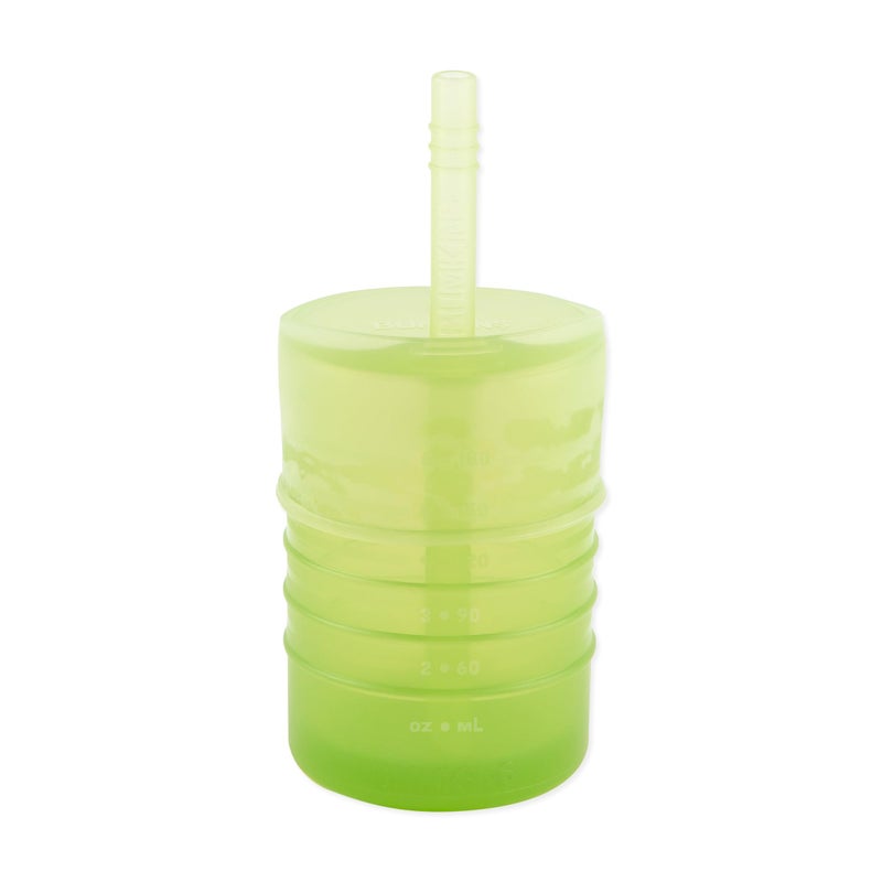 Bumkins Baby and Toddler Cups Sippy Cup with Straw Spill Proof Transition Cup for Babies Age 1 Year Safely Sip from Lid or Straw First Year Supplies Platinum Silicone Holds 7oz Sage Green