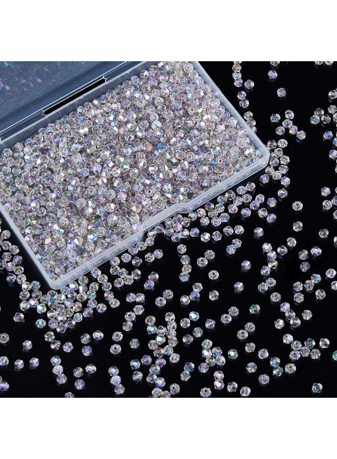 Laopottbeads 1200PCS 3mm Bicone Crystal Glass Beads for Jewelry Making, Sparkling Mini Beads for Suncatchers, DIY Bracelets & Craft Projects (AB Phantom Purple) - Image 1