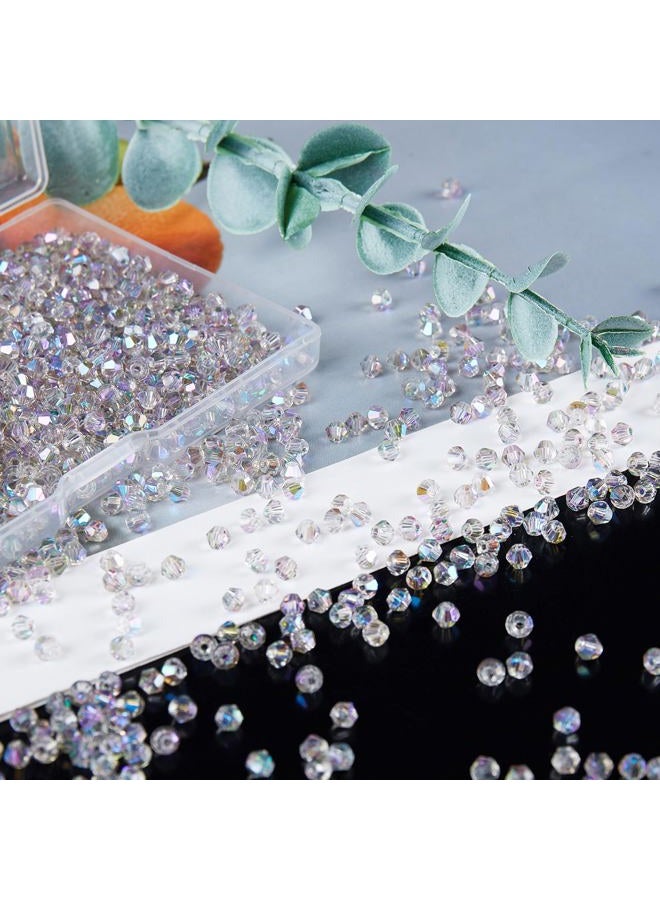 Laopottbeads 1200PCS 3mm Bicone Crystal Glass Beads for Jewelry Making, Sparkling Mini Beads for Suncatchers, DIY Bracelets & Craft Projects (AB Phantom Purple) - Image 2