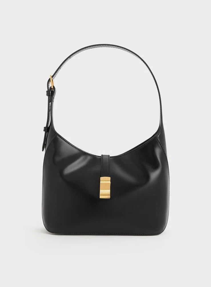 Charles & Keith Wisteria Belted Shoulder Bag & Crossbody Bag - Black - Image 1