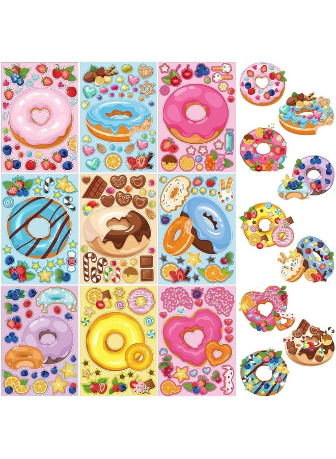 Geyee 36 Sheets Donut Stickers Make a Face for Kids Your Own Dessert Mix Match Themed Decoration Treats Birthday Games Coloring Book Party - Image 2