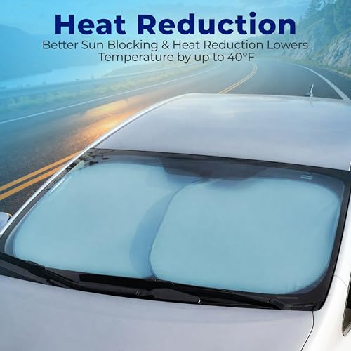 Woscher- U28 Car Sun Shade Windshield Cover, Umbrella Windshield Sun Shade for Car Front Window, Sun Protection & Heat Insulation Foldable Sun Shade for Most Vehicles- Black - Image 5